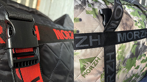 The real tent of the MORZH bathhouse has a bag with branded firmware The real tent of the MORZH bathhouse has a bag with branded firmware
