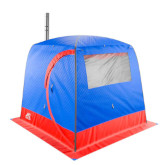 Camping sauna Morzh LUX XL. The tent color is blue-red.